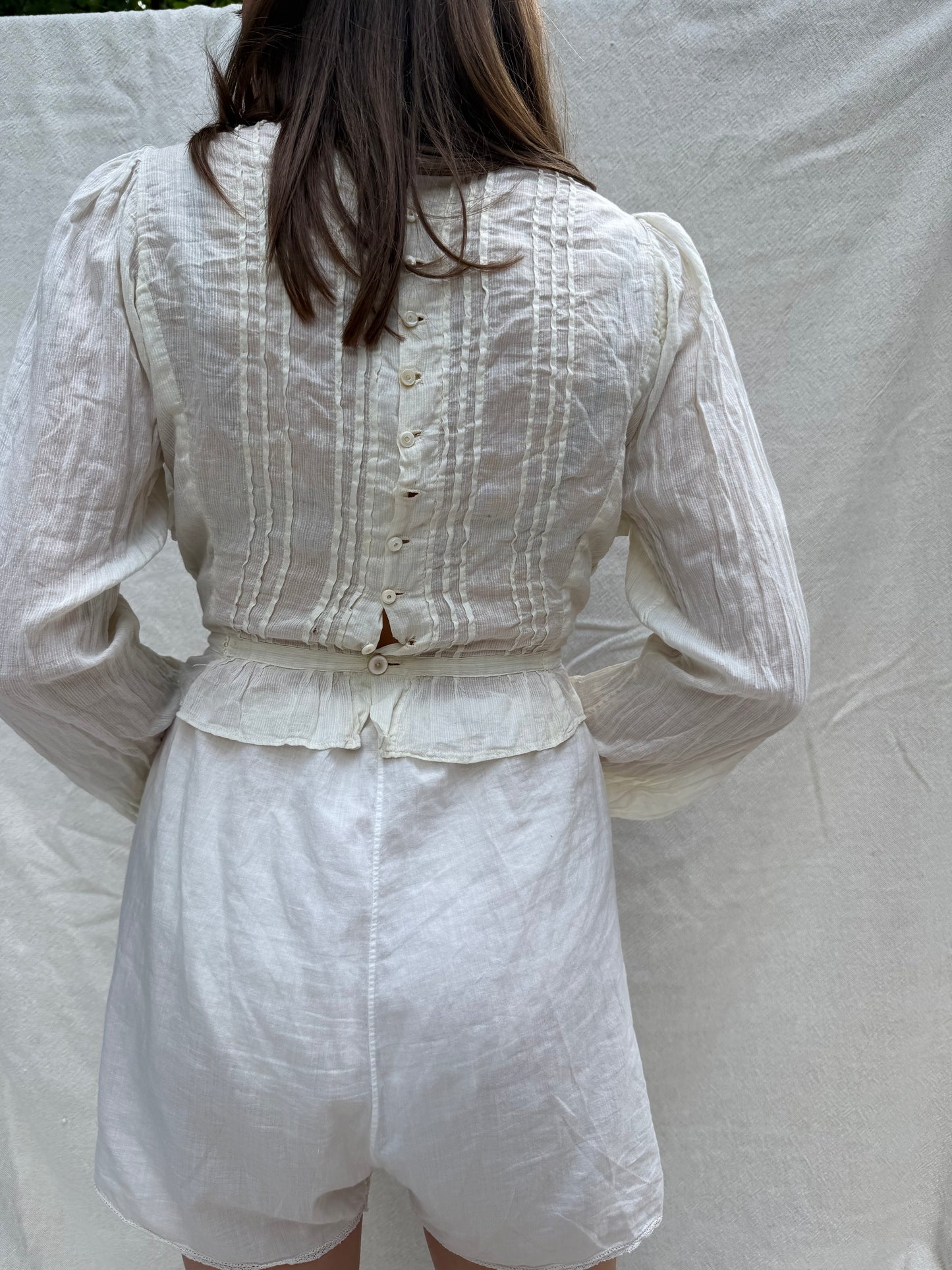 1930s Ivory Cotton Ruffled Blouse