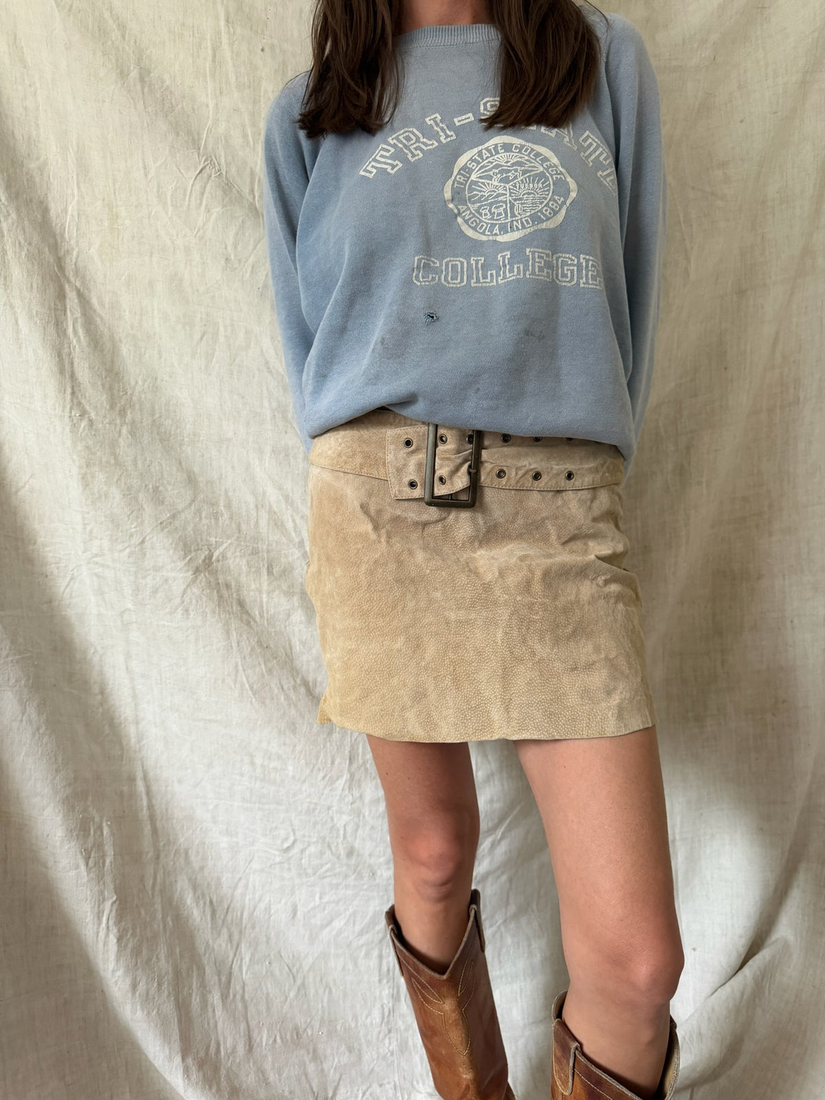 Suede Buckle Skirt
