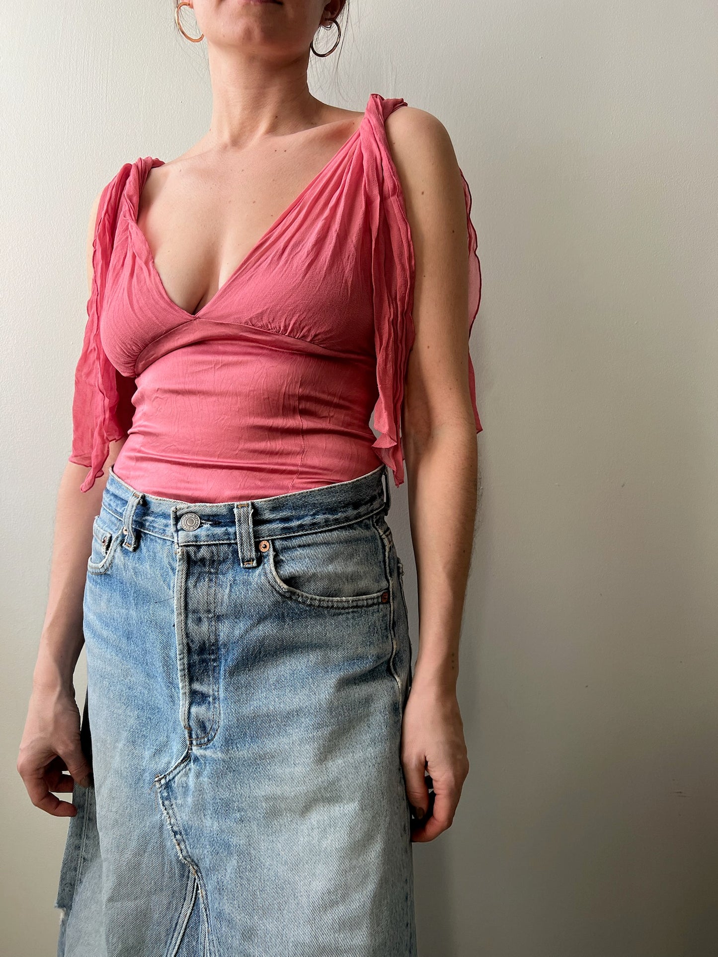 Bebe Flowy Pink Tie-Up Tank