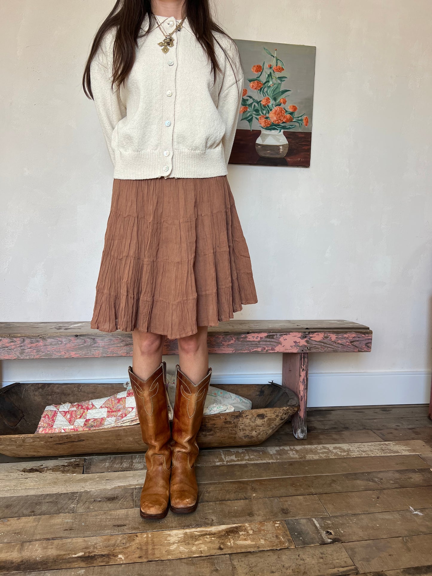 Oaxacan Copper Short Cotton Skirt