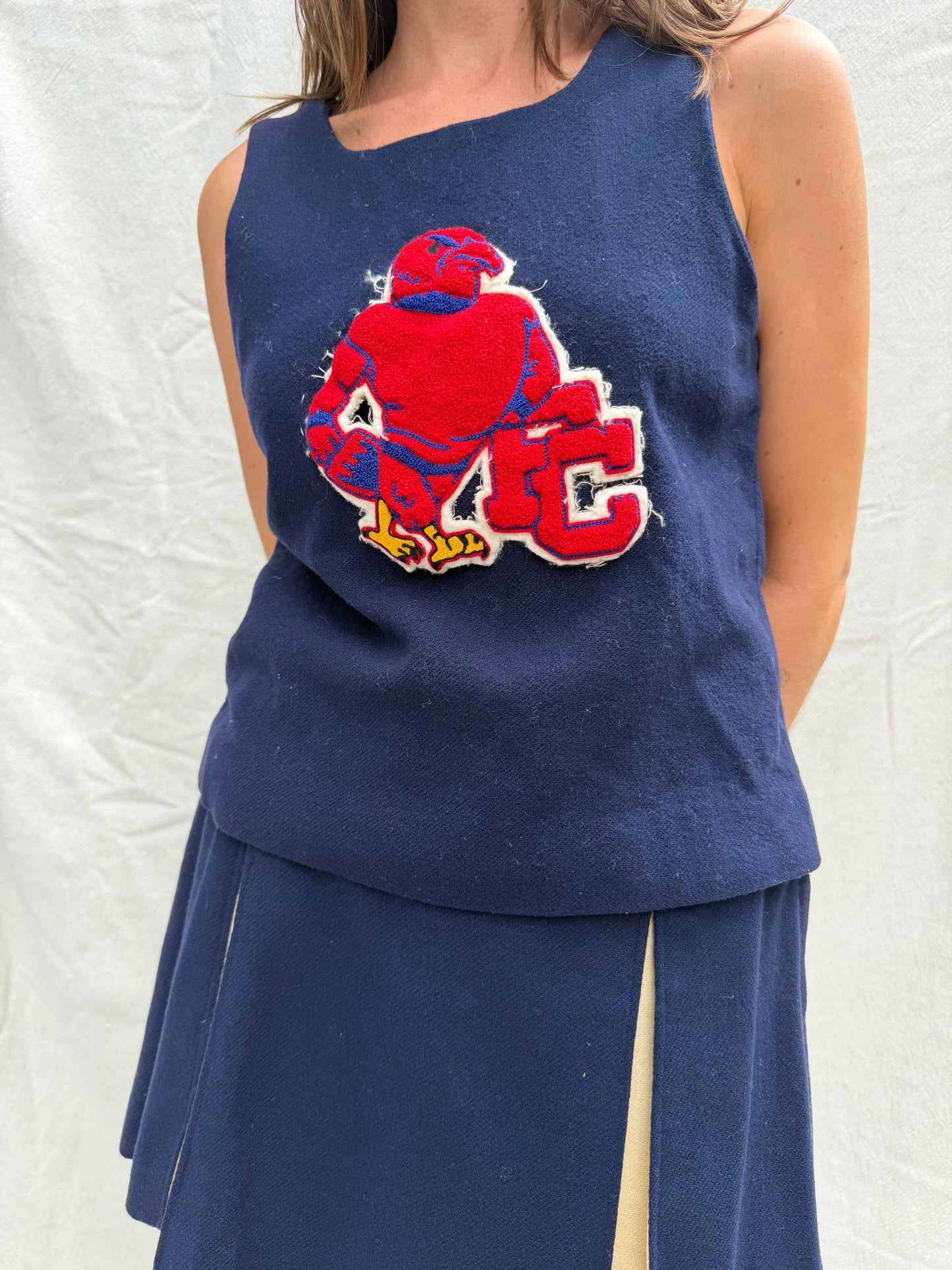 50s Navy Wool Cheerleading Set