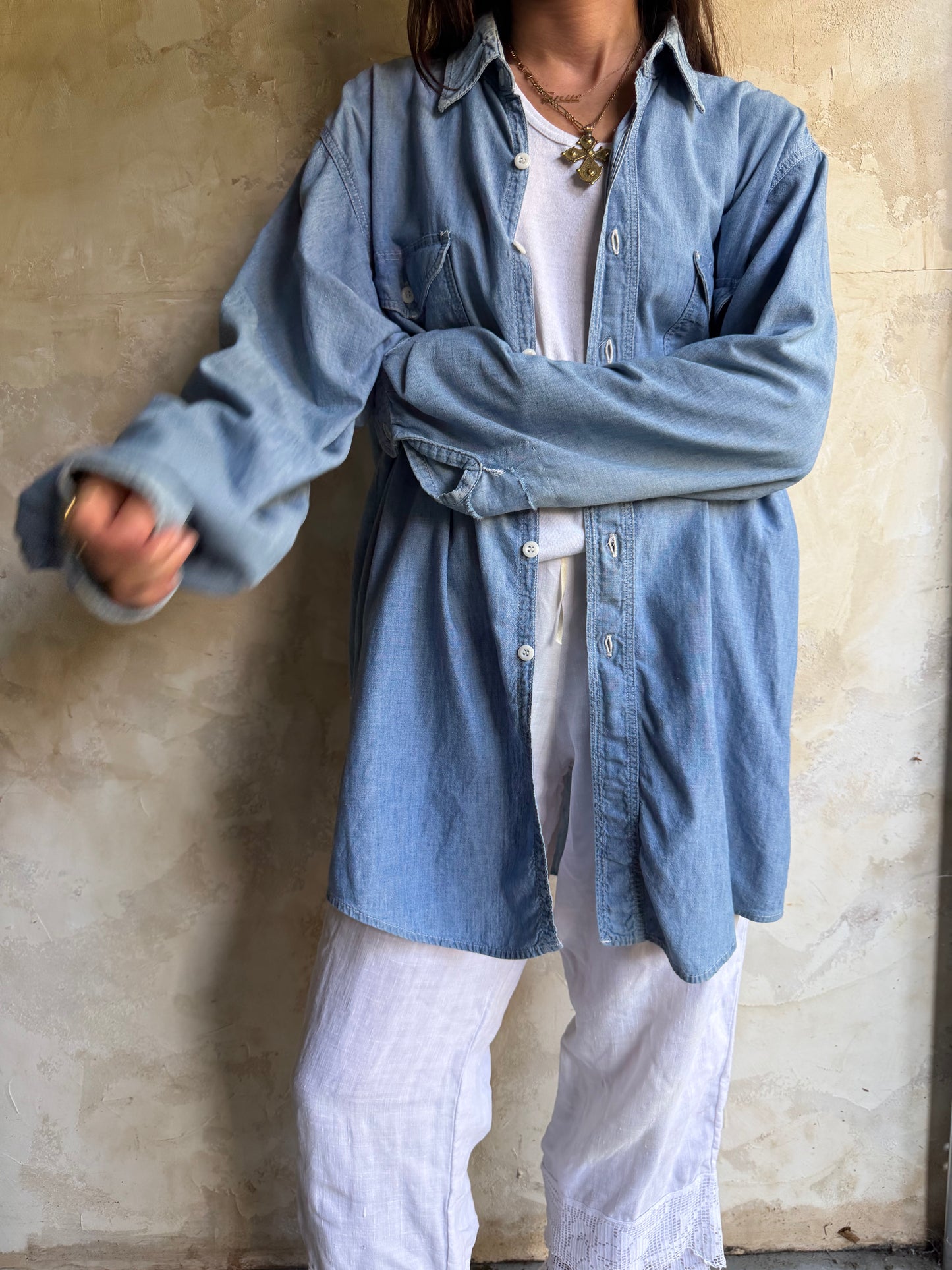 Super Thin Denim Button Up