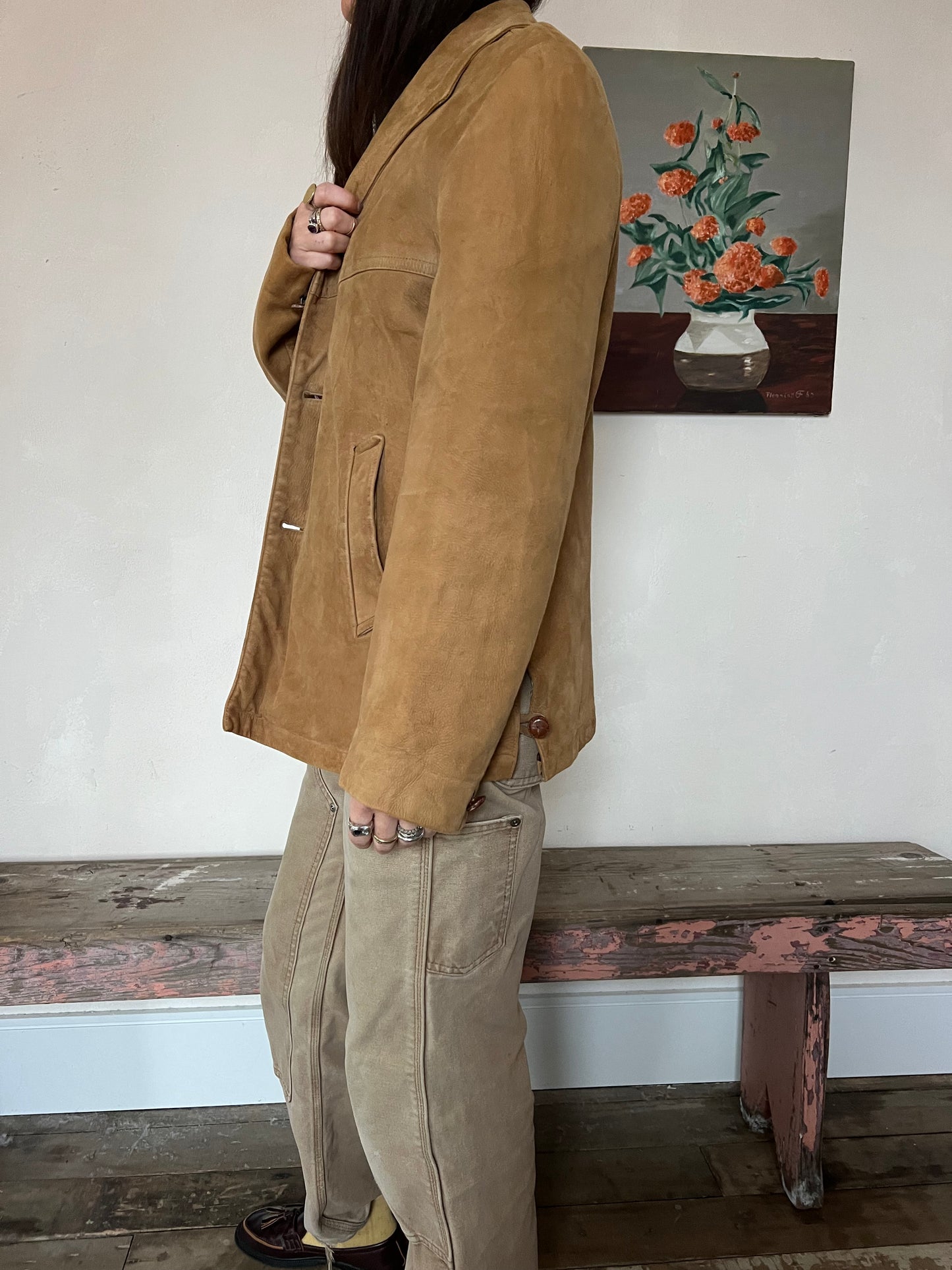 Tan Suede Blazer Jacket