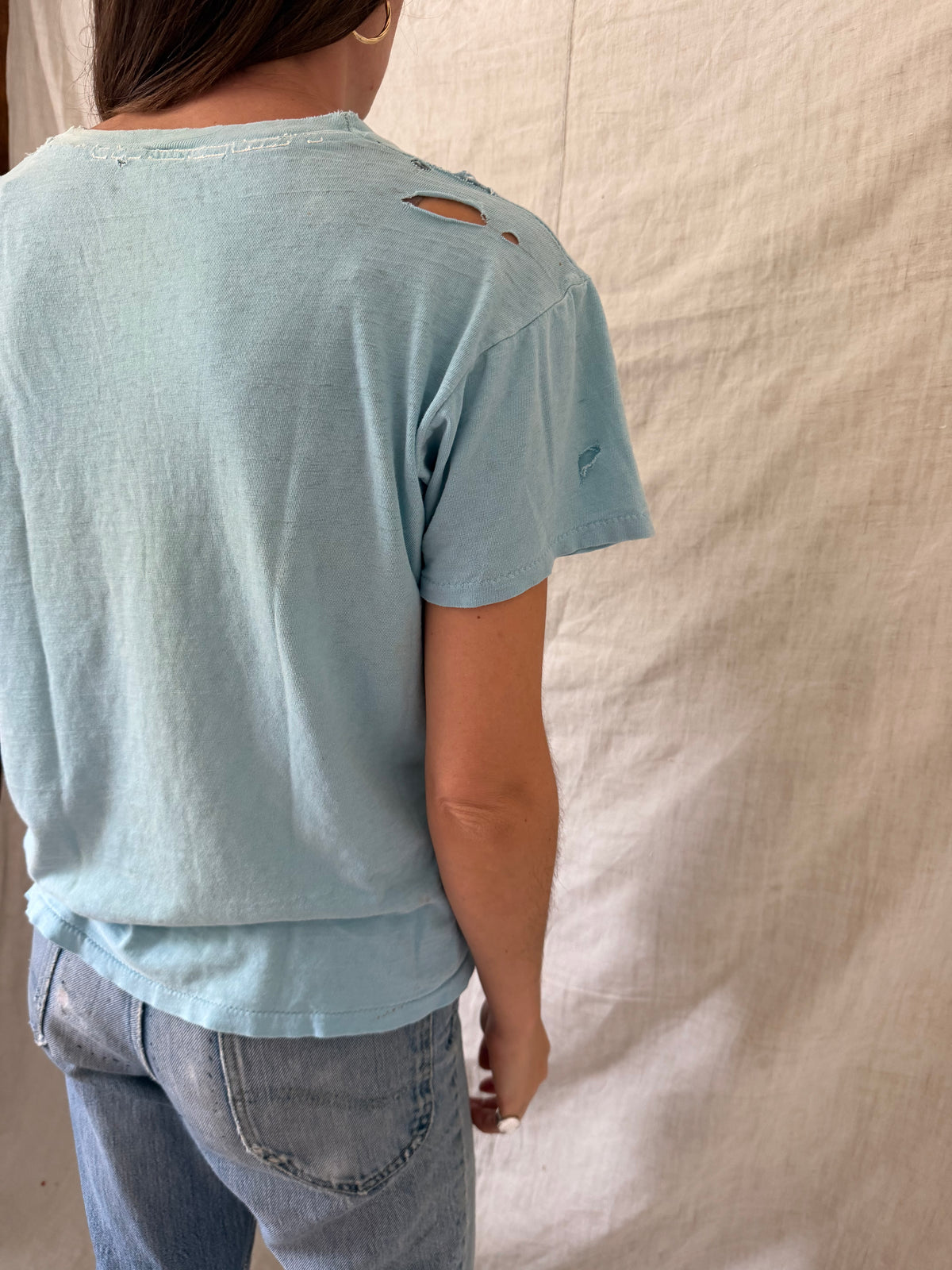Sun bleached and Faded Baby Blue Tee