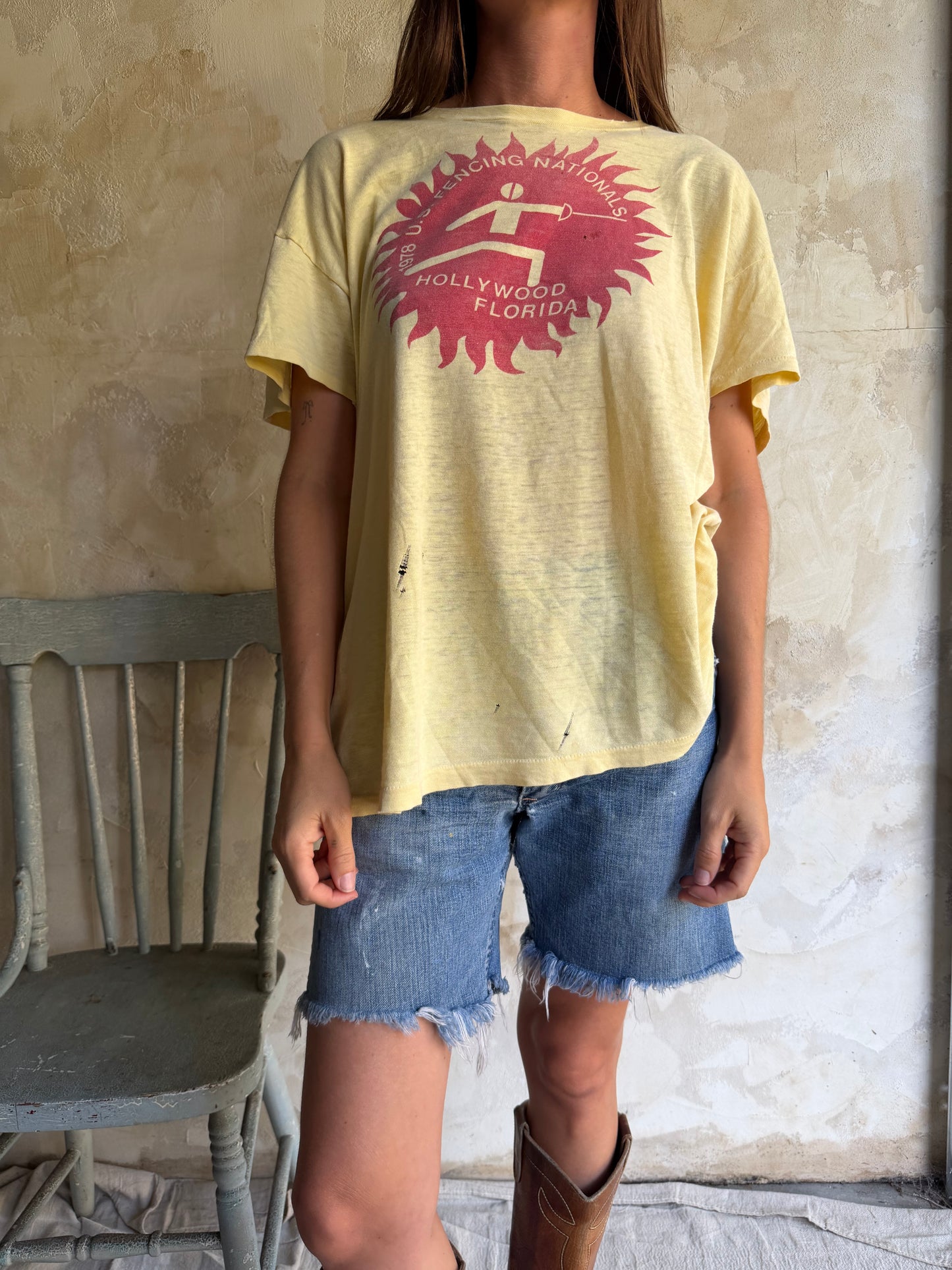 Butter Yellow Faded Tee