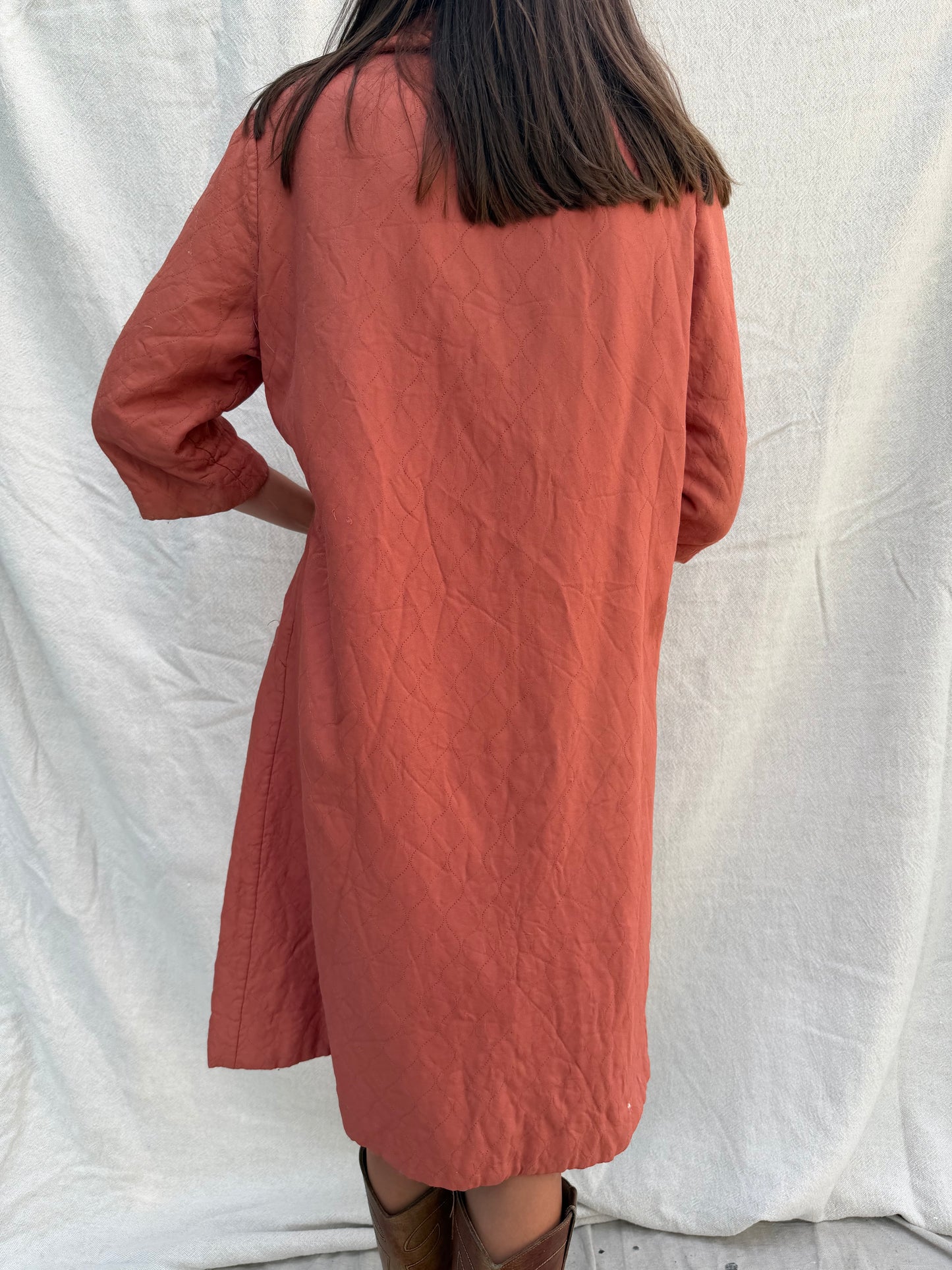 1930s Peach Quilted Duster