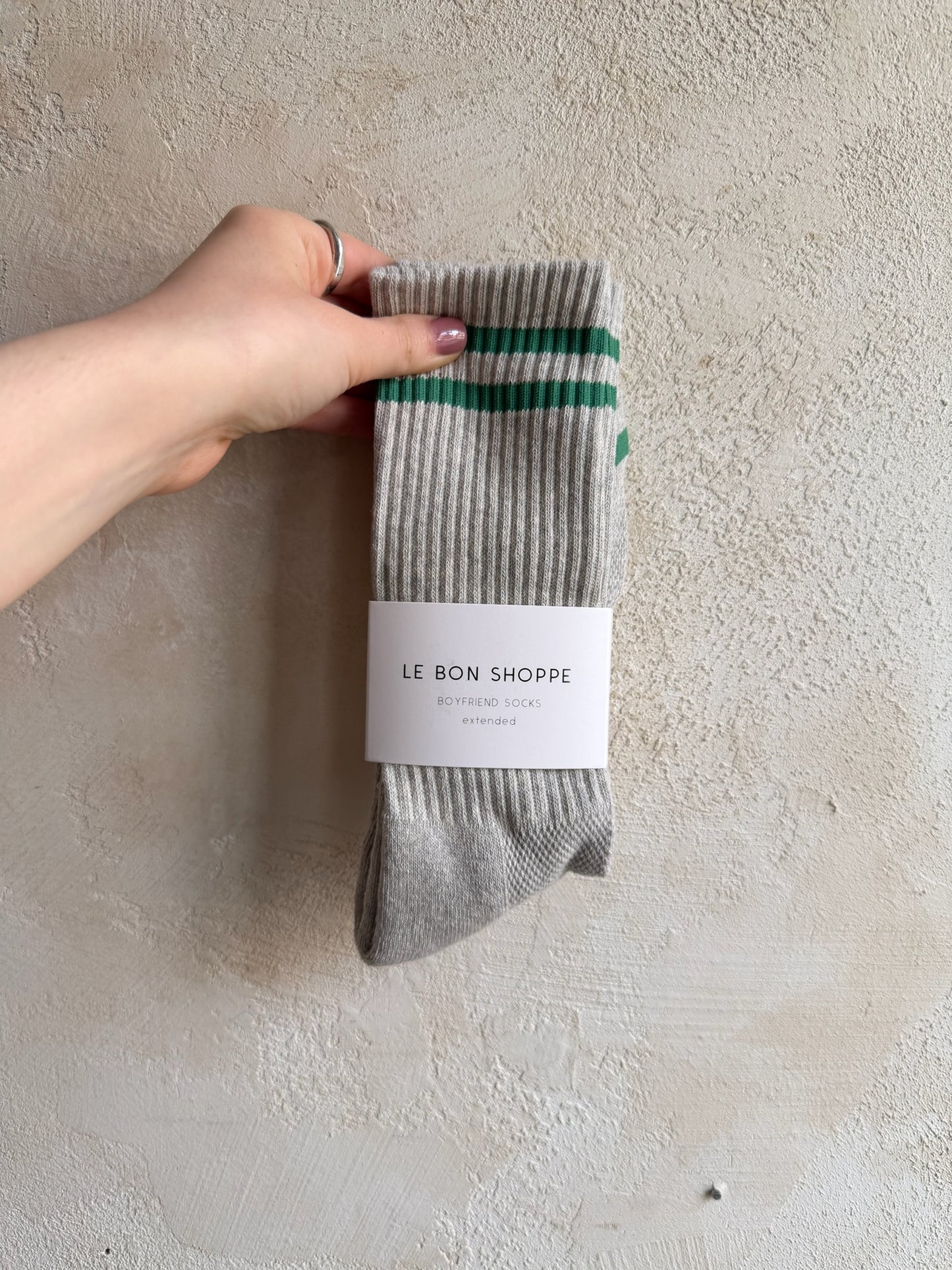 Extended Boyfriend Socks in Lt. Grey by Le Bon Shoppe