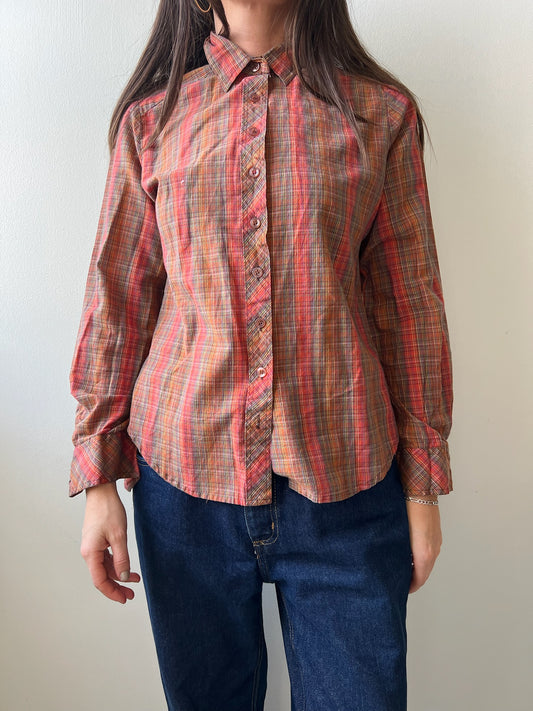 Brown + Orange Plaid Shirt