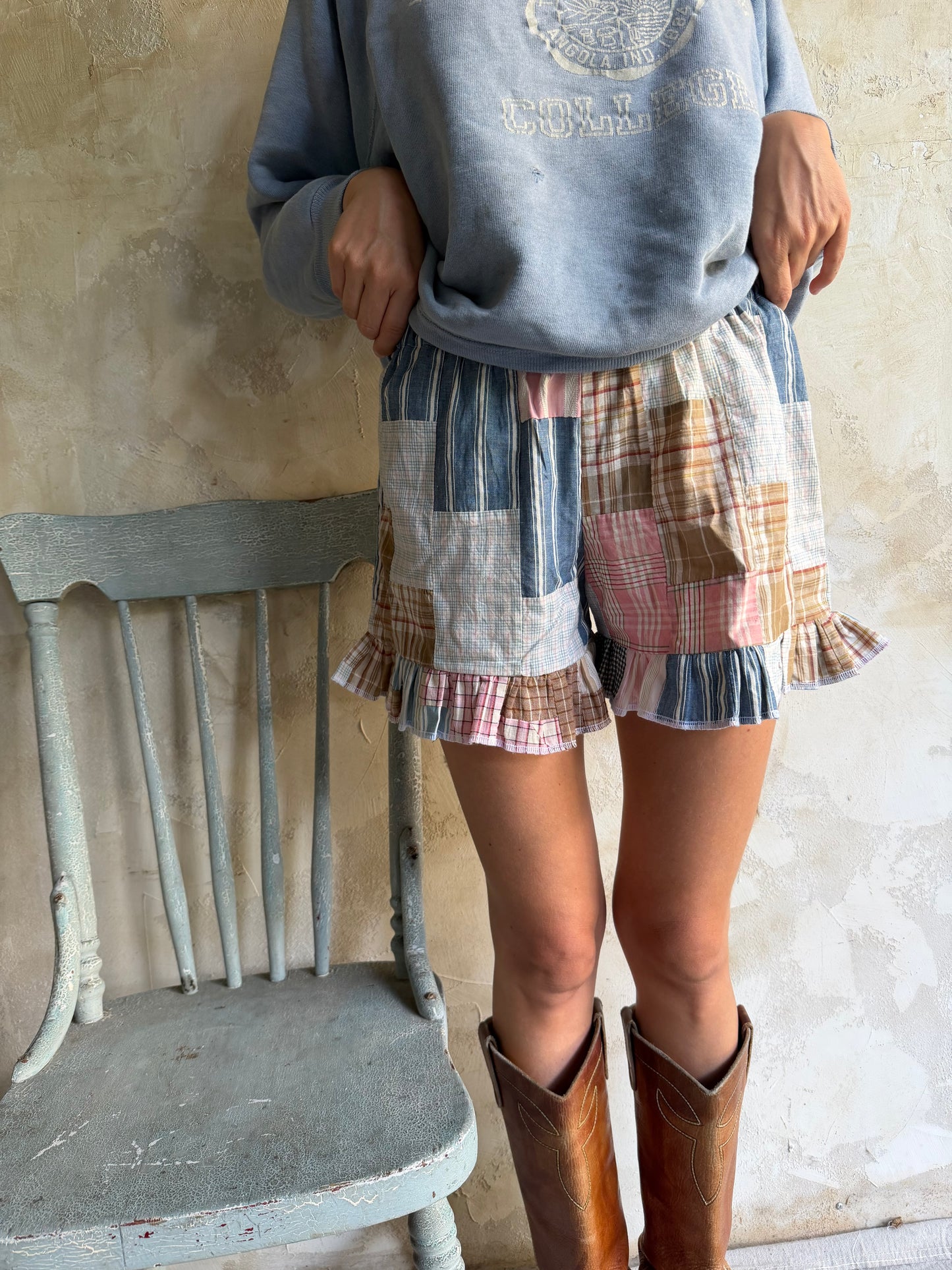Handmade Patchwork Ruffled Shorts