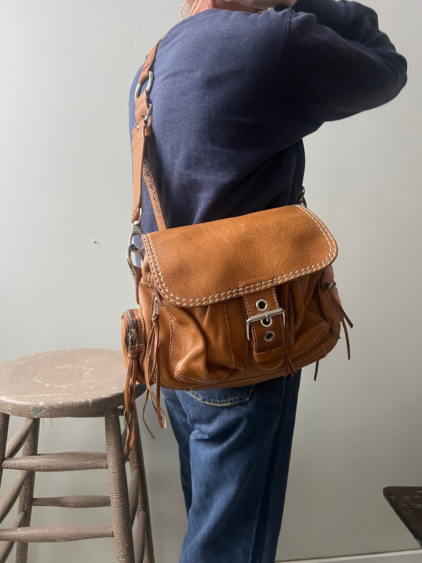 Roots Tan Leather Purse