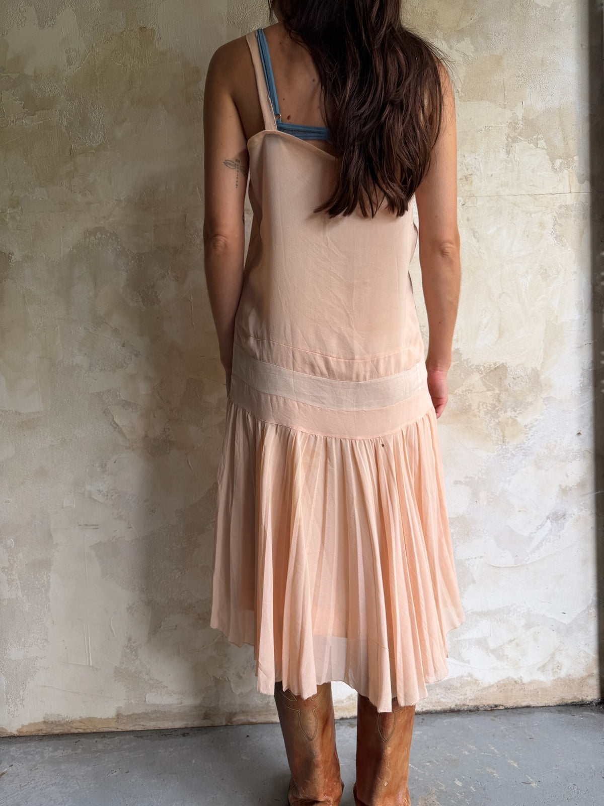 Antique Peach Silk Dress