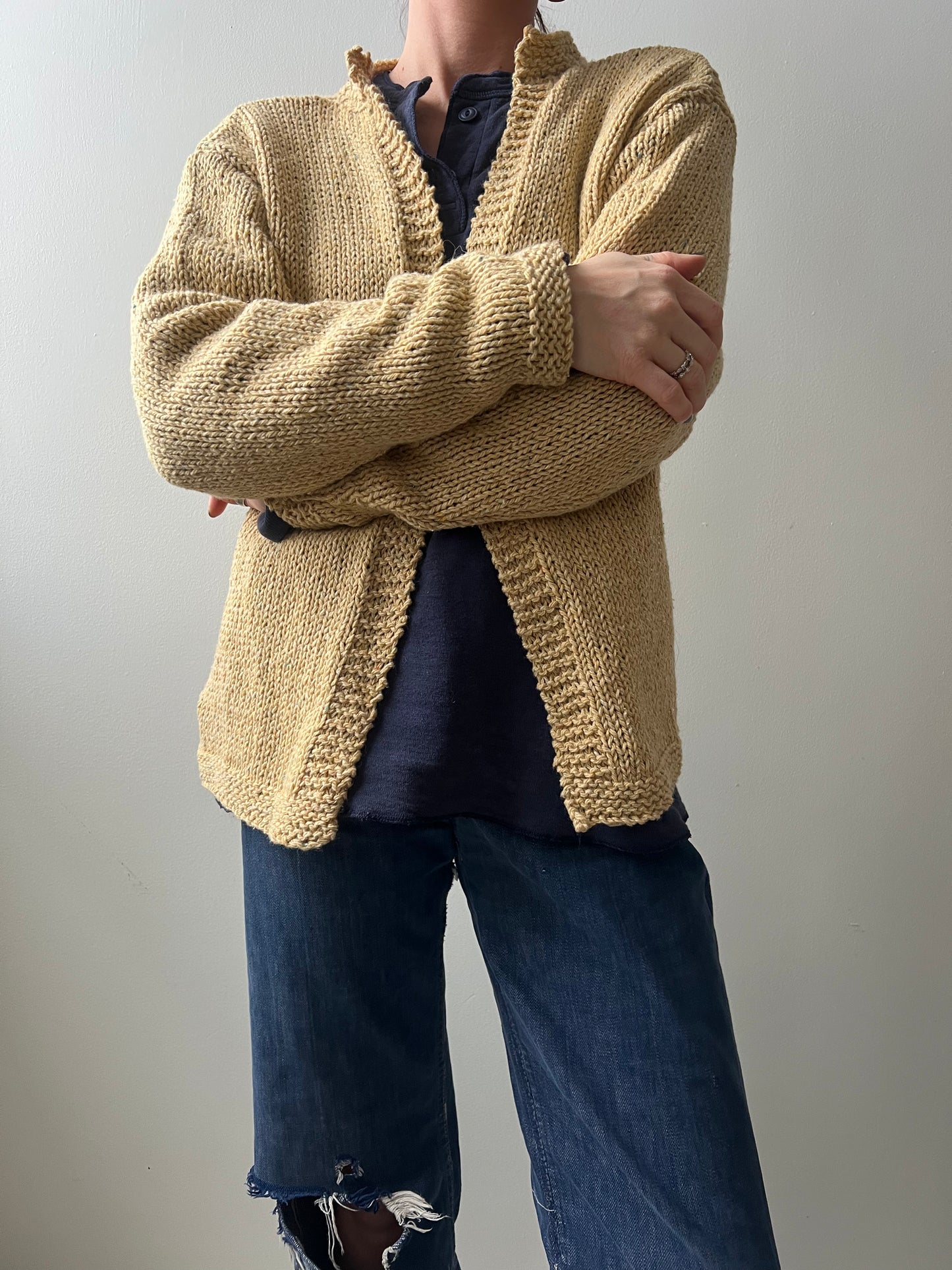 Faded Yellow Knit Cardigan