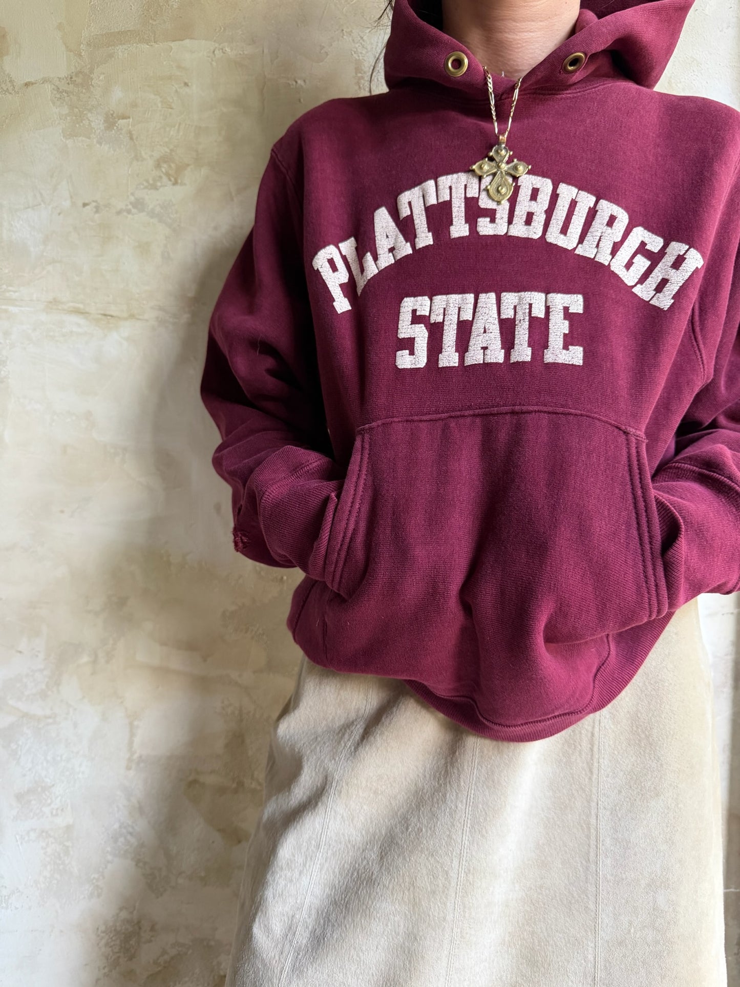 1980s Maroon Plattsburgh State Hoodie
