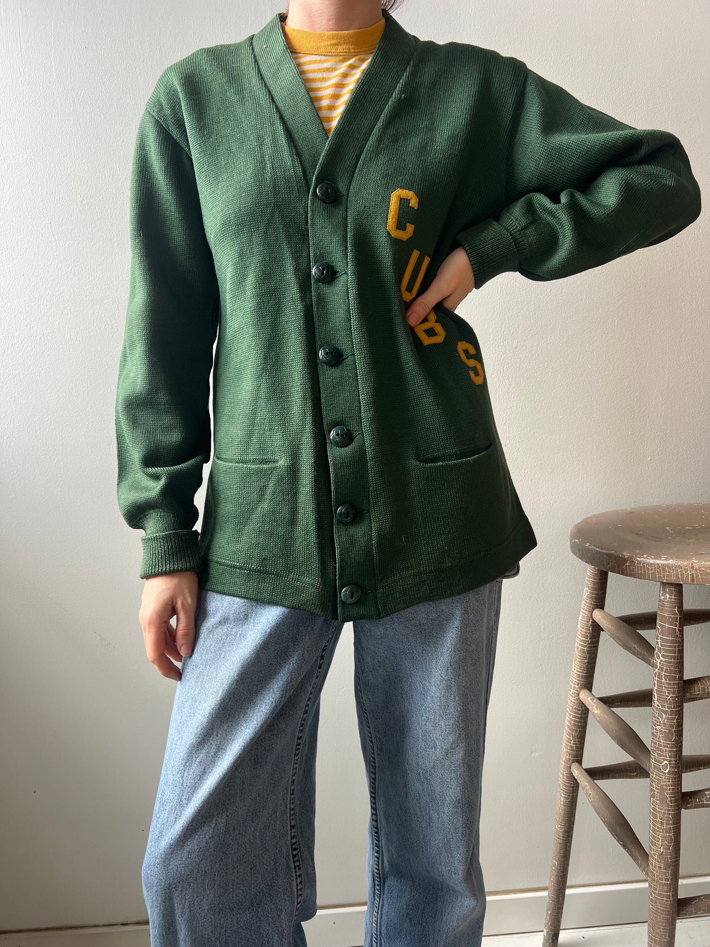 Green Cubs Varsity Cardigan