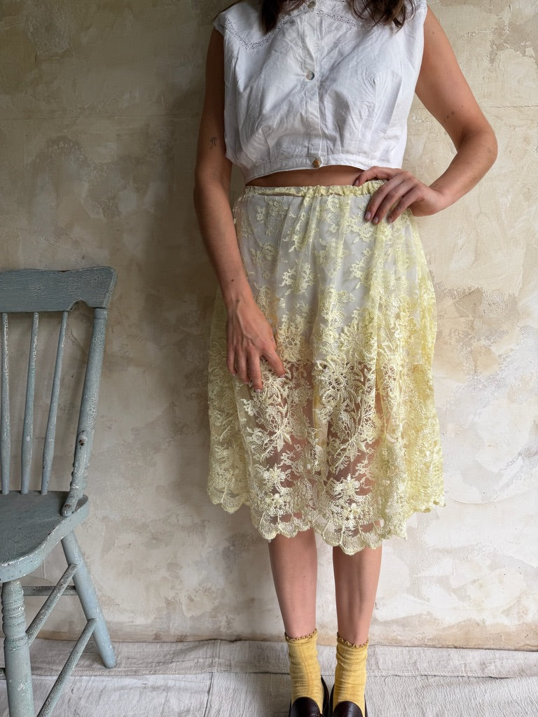 Reworked Yellow Lace Skirt
