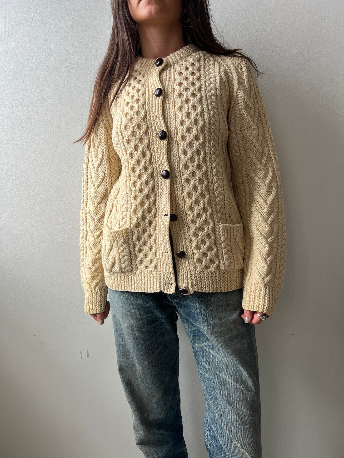Cream Classic Irish Wool Cardigan