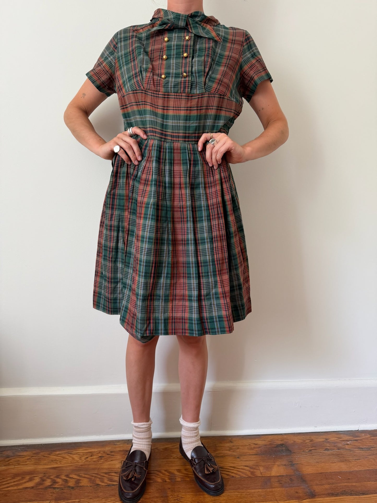 Orange and Green Plaid Dress