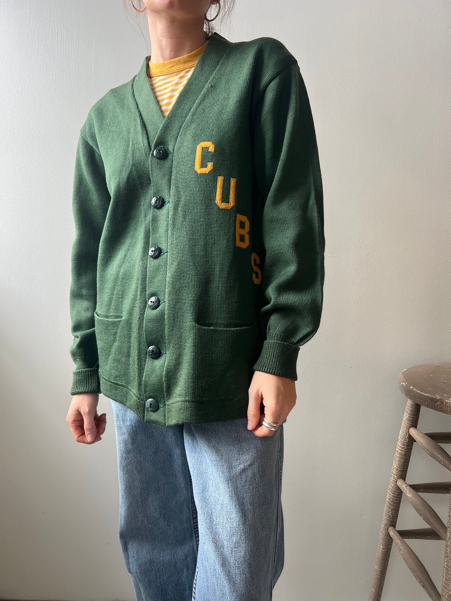 Green Cubs Varsity Cardigan