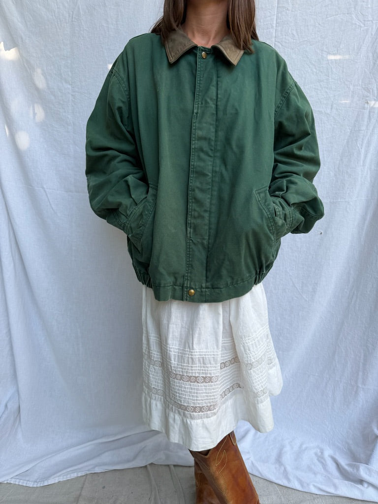 Emerald Green Cotton Bomber Jacket