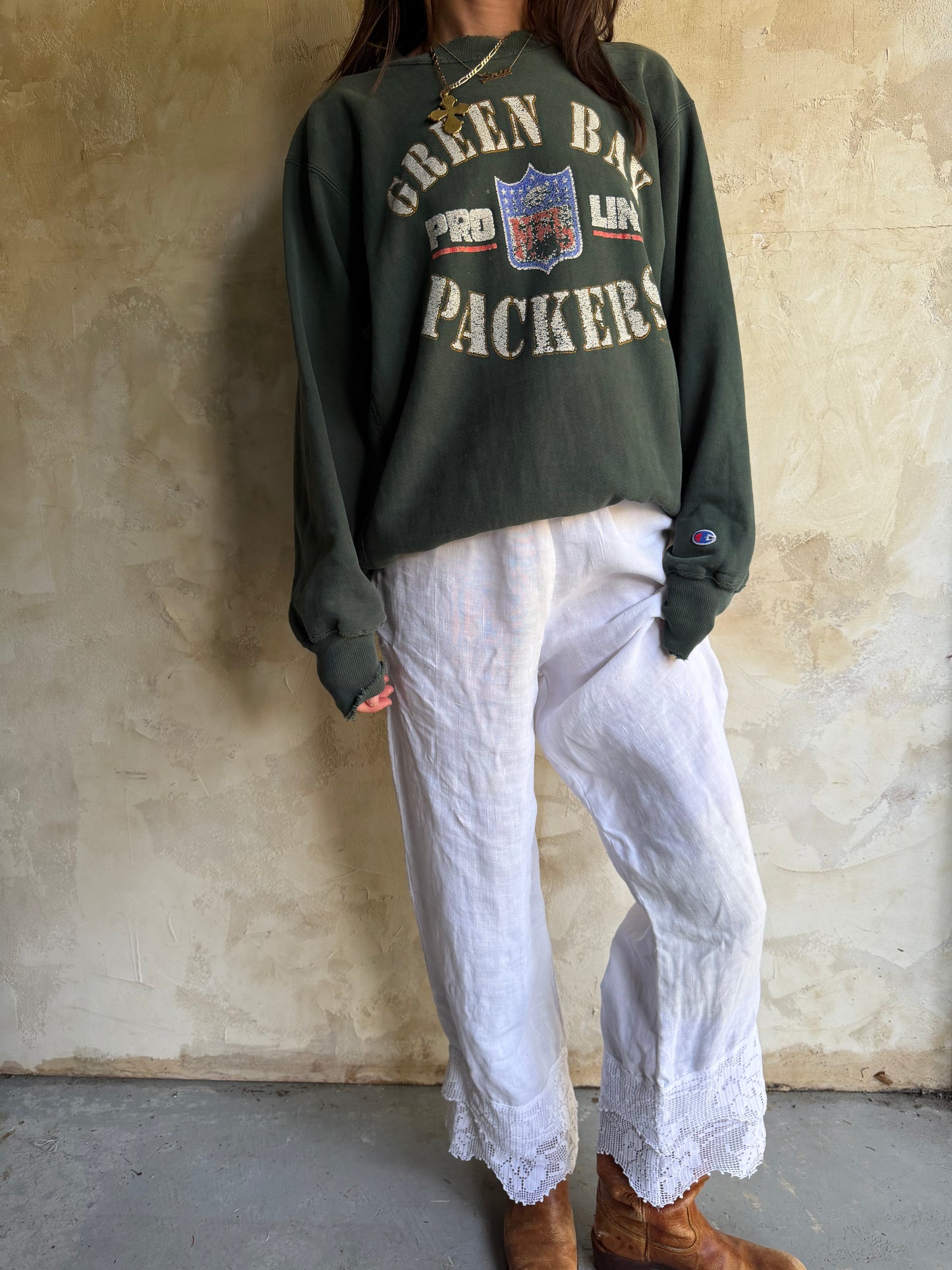 Green Bay Packers Faded Green Crewneck