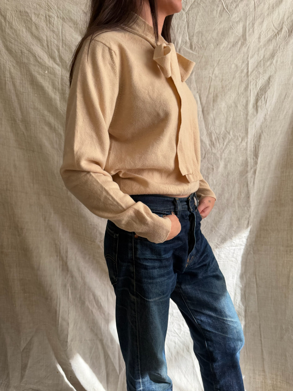 Beige Bow Knit