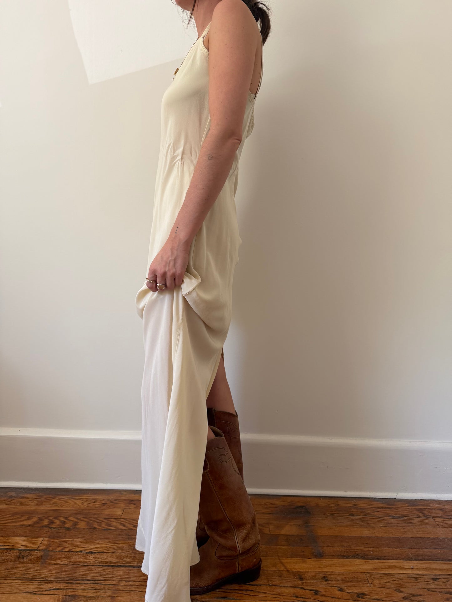Cream Silk Slip Dress