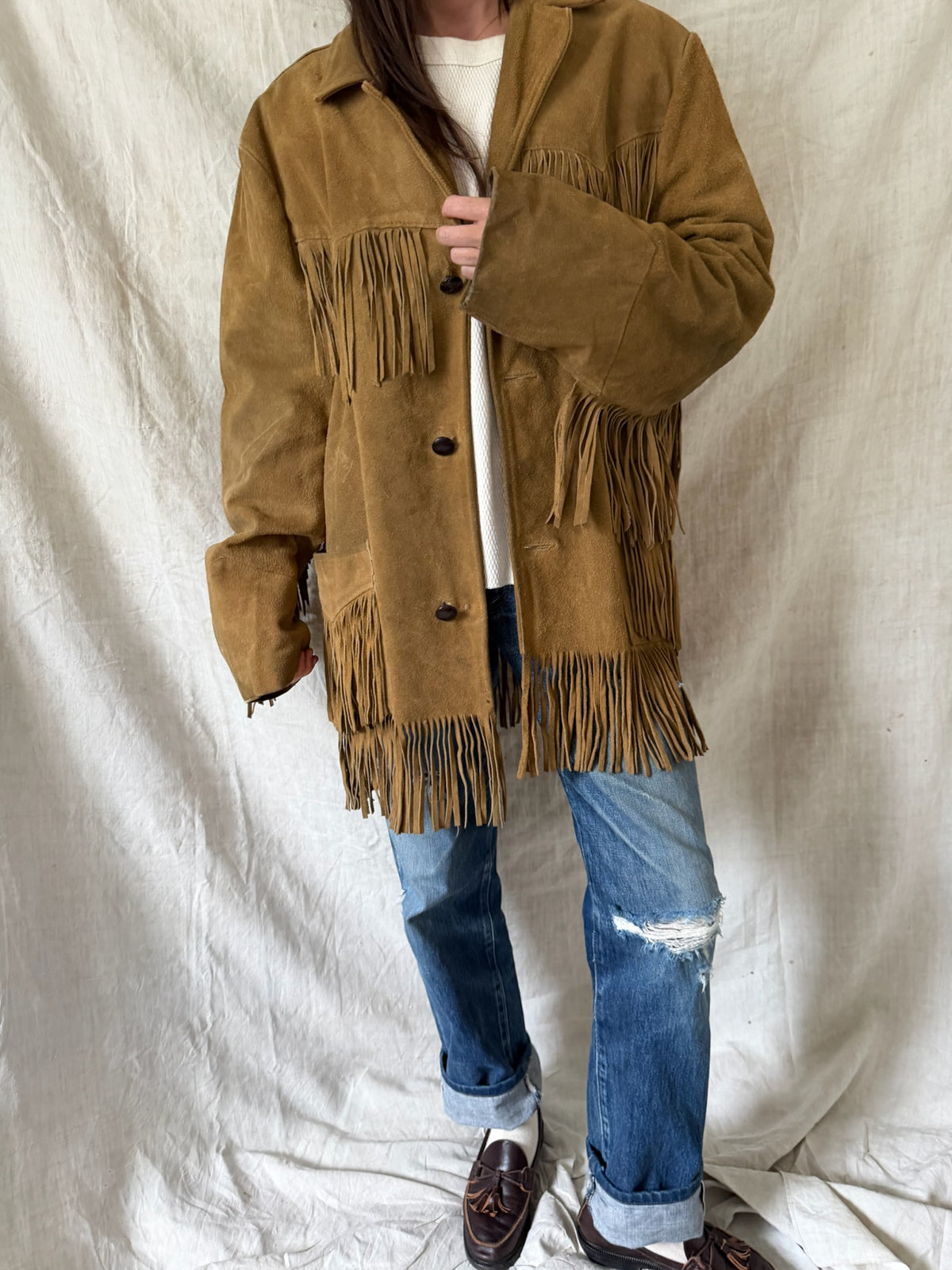 Tan Suede Fringe Jacket
