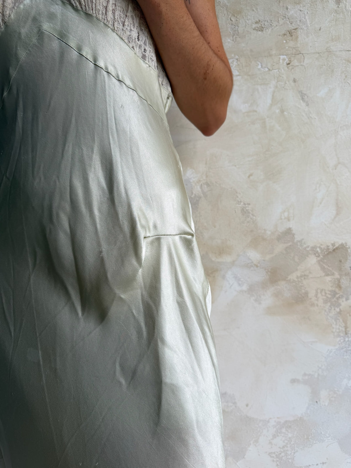30s Mint Heavy Satin Slip Dress