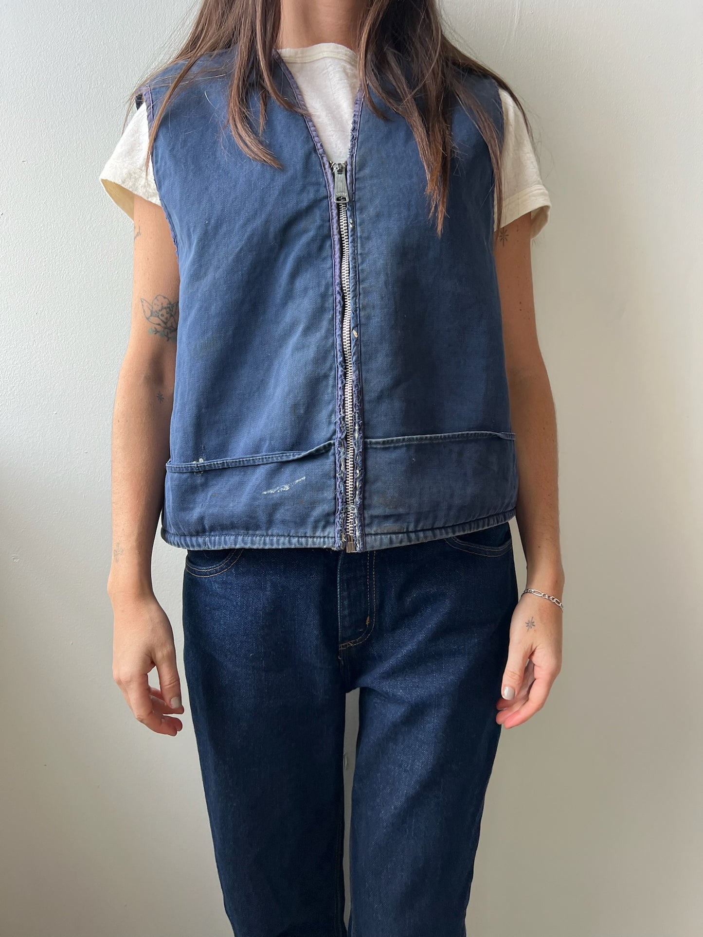Indigo Blue Faux Shearling Vest