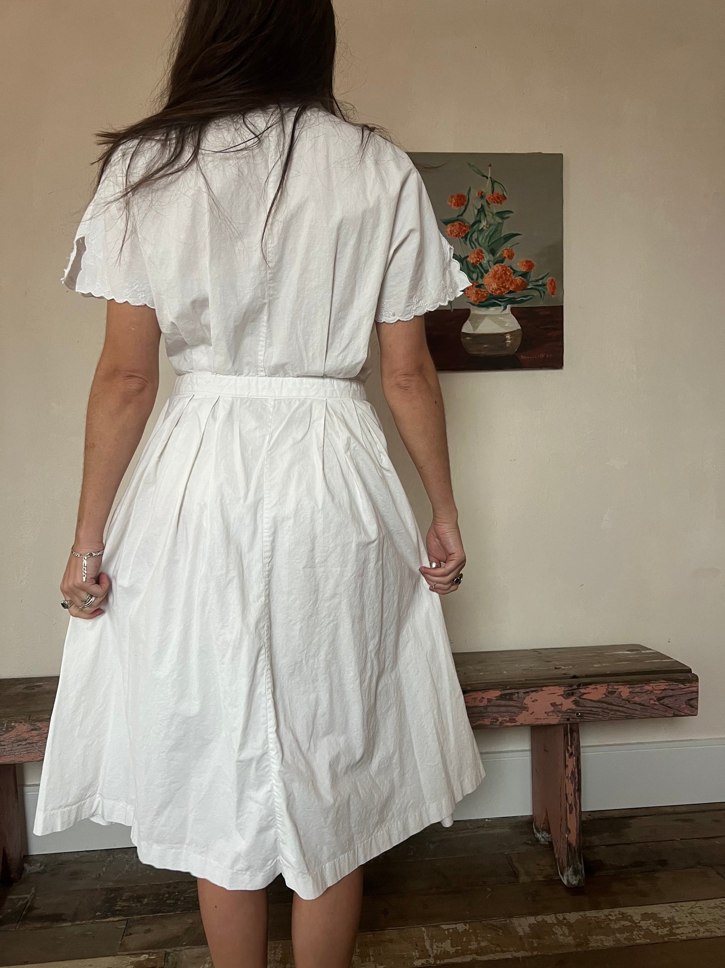 White Cotton Tea Party Dress