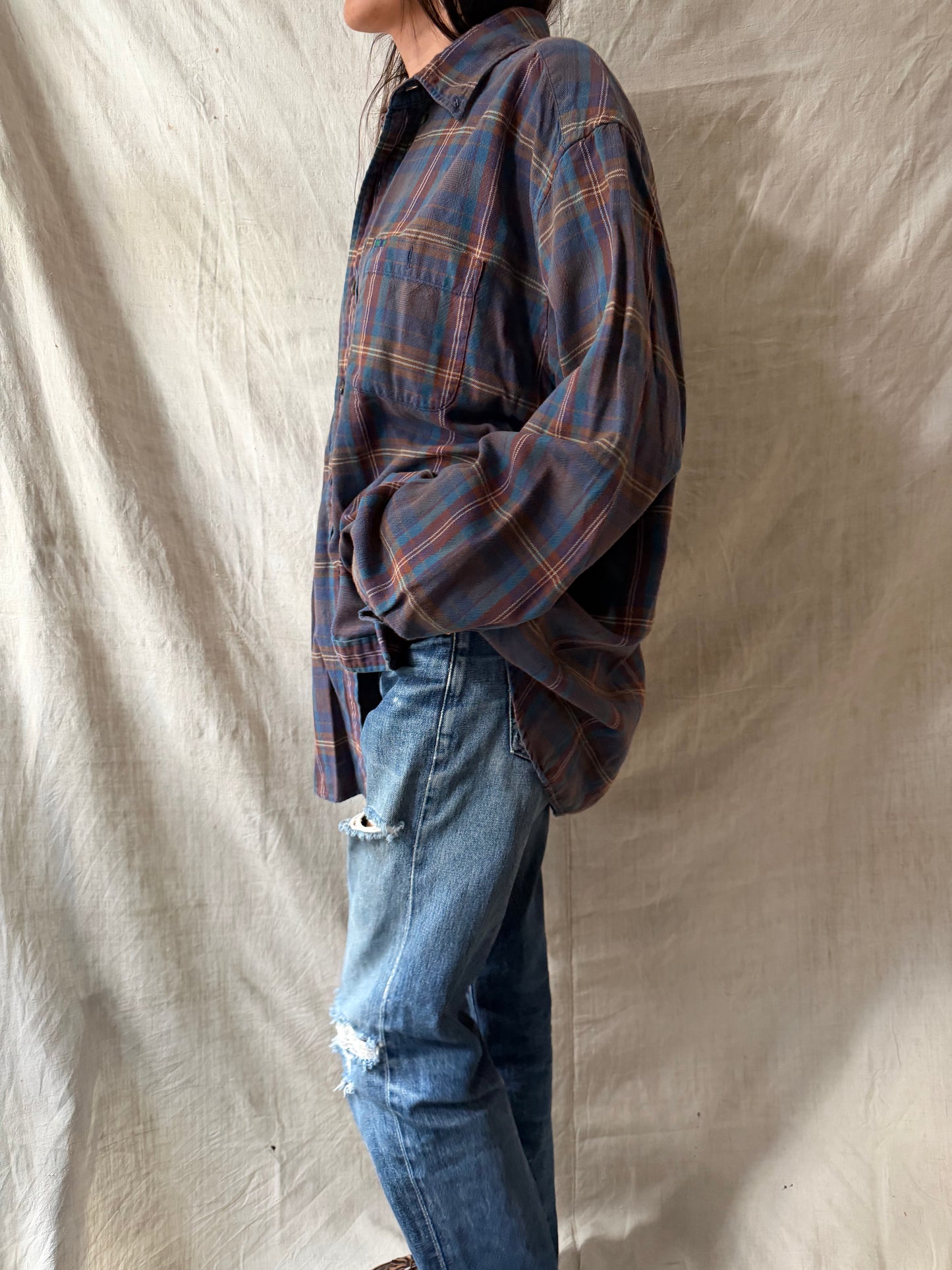 Brown + Blue Plaid Shirt
