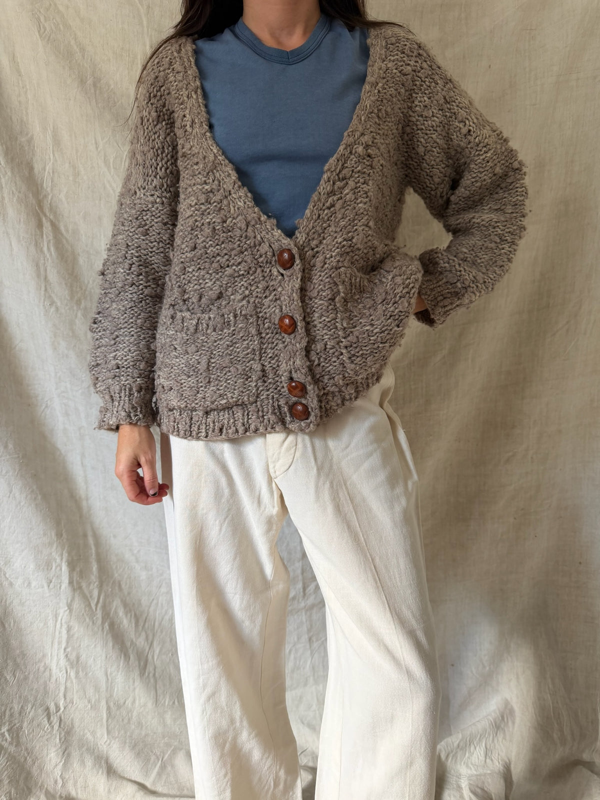 Chunky Fawn Knit Cardigan