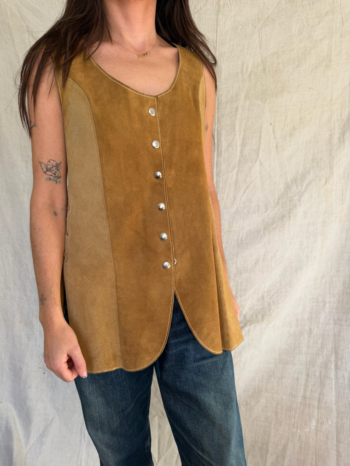 Suede Panelled Vest