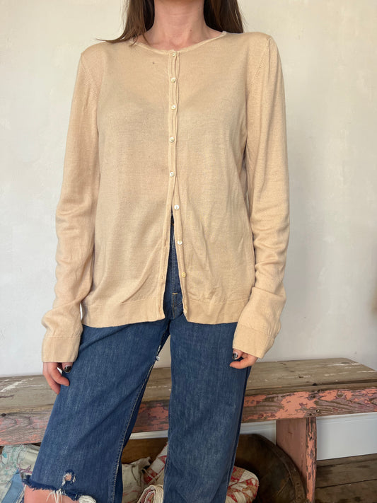Peachy Tan Lightweight Knit Cardigan
