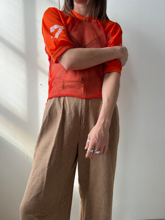 Bright Orange Cropped Football Jersey