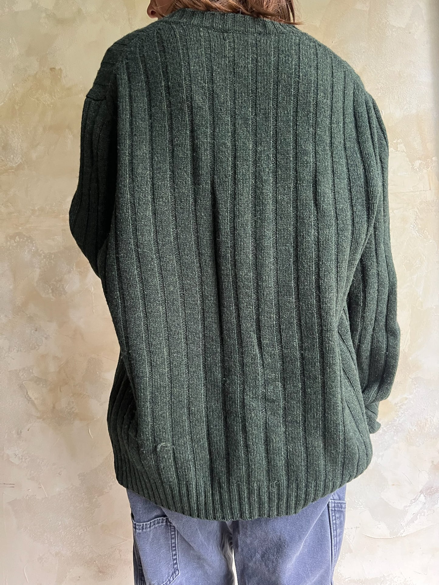 Hunter Green Wool Vneck Sweater