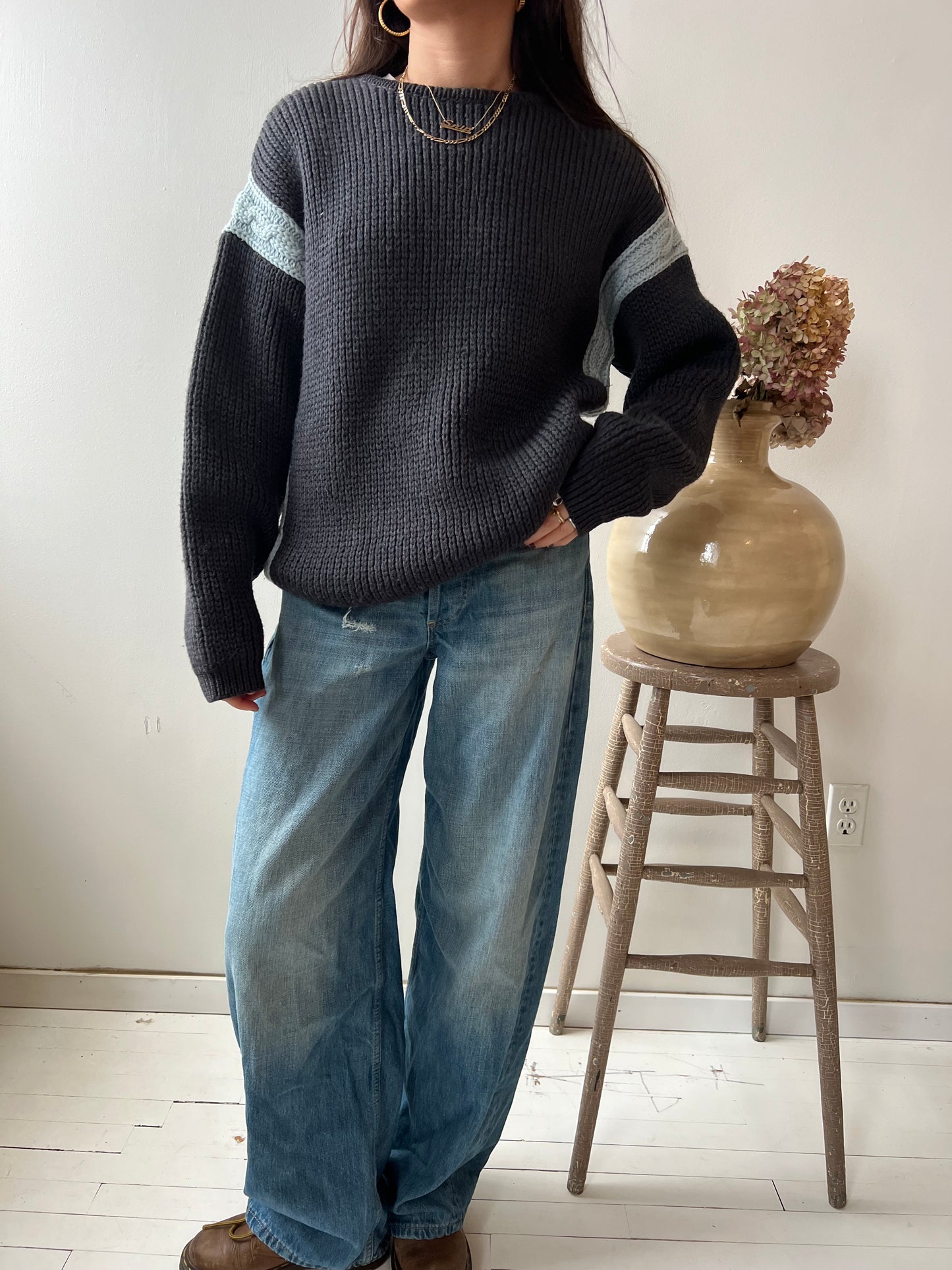 Chunky Ribbed Charcoal Grey Knit