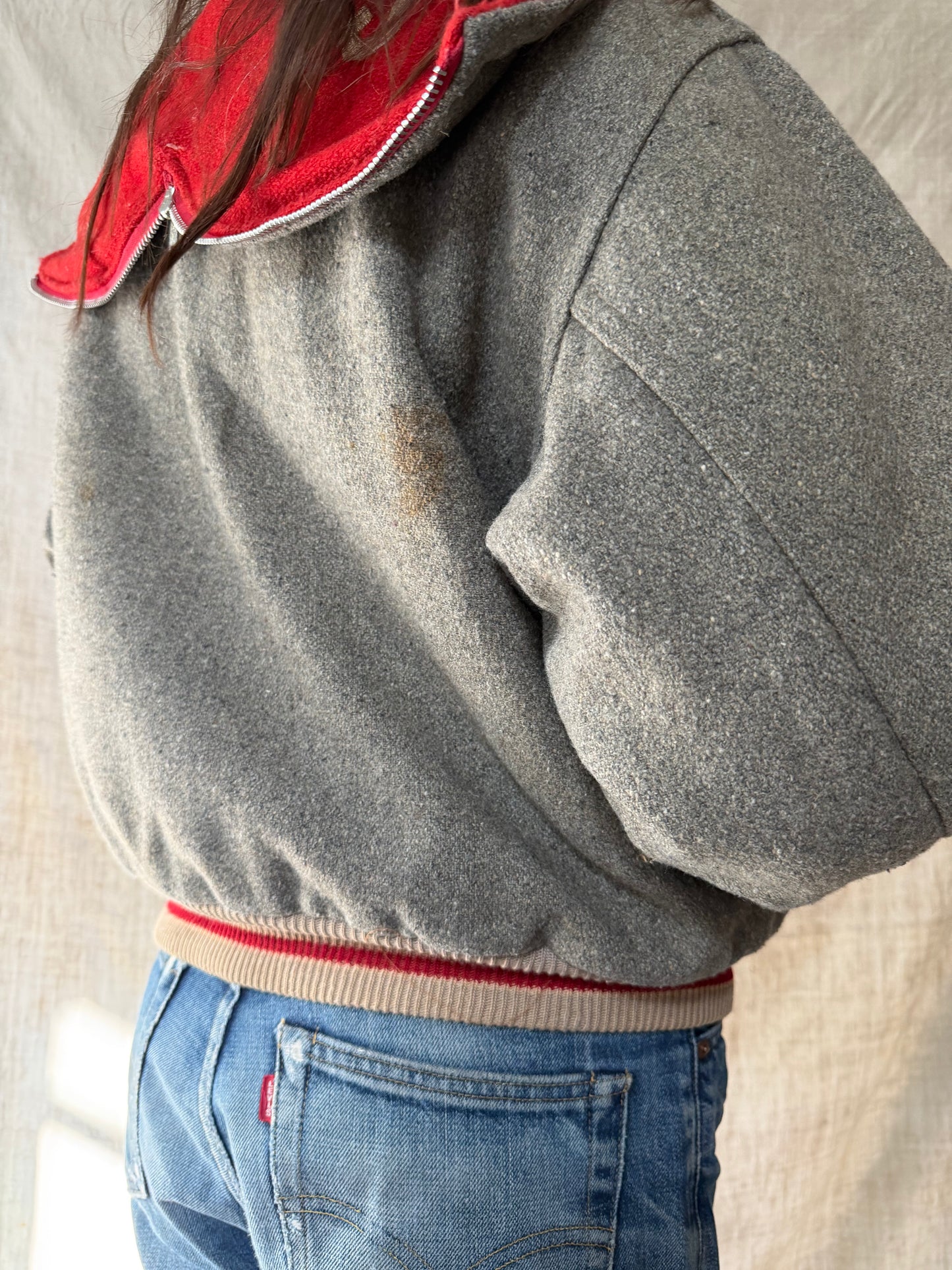 Warriors Grey + Red Cheerleading Jacket