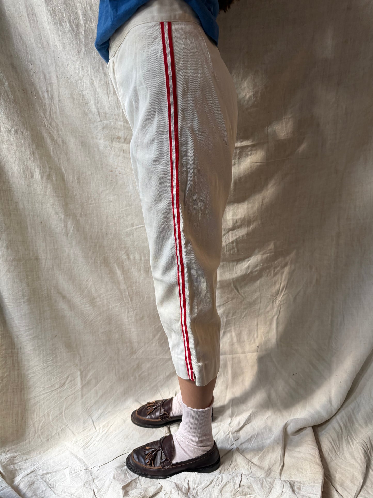 Cream + Red Striped Baseball Pants