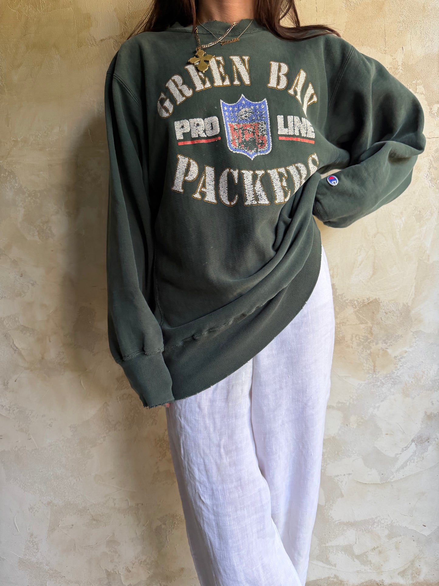 Green Bay Packers Faded Green Crewneck