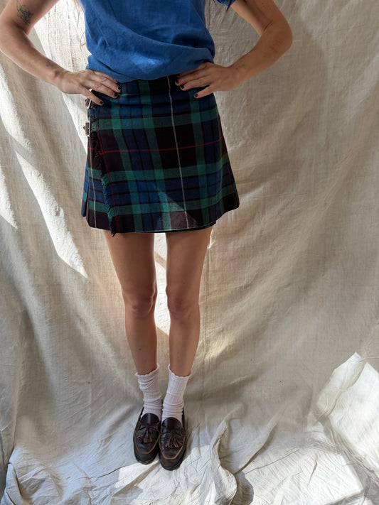 Brown Blue + Green Cropped Kilt