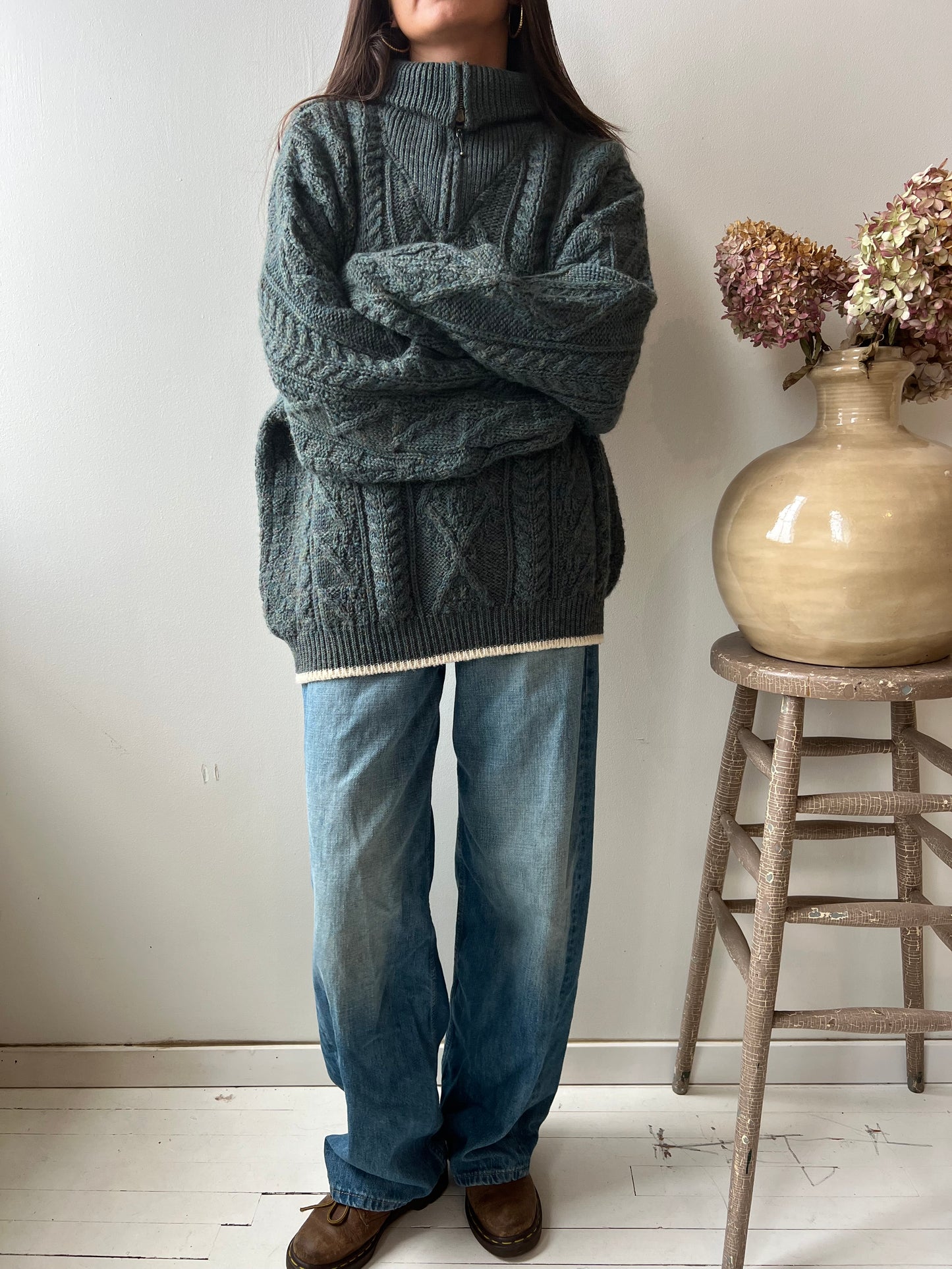 Green Speckled Wool Turtleneck