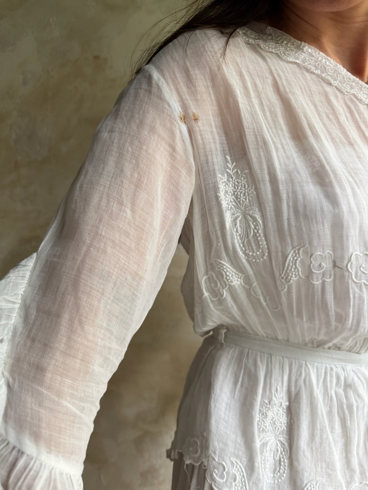 Edwardian White Ruffle Tea Dress