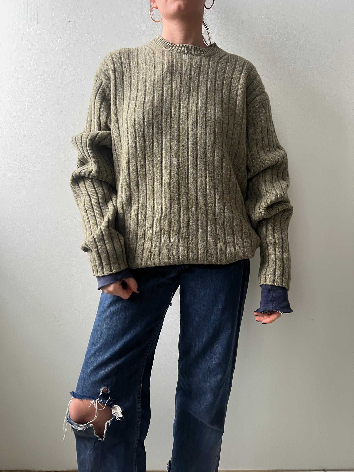 Ribbed Sage Green Sweater
