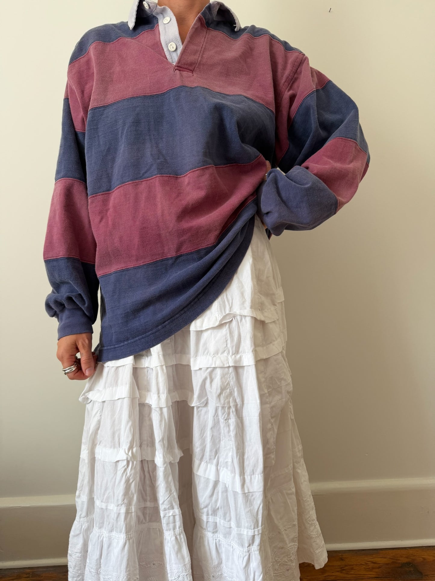 Faded Maroon and Navy Rugby Jersey