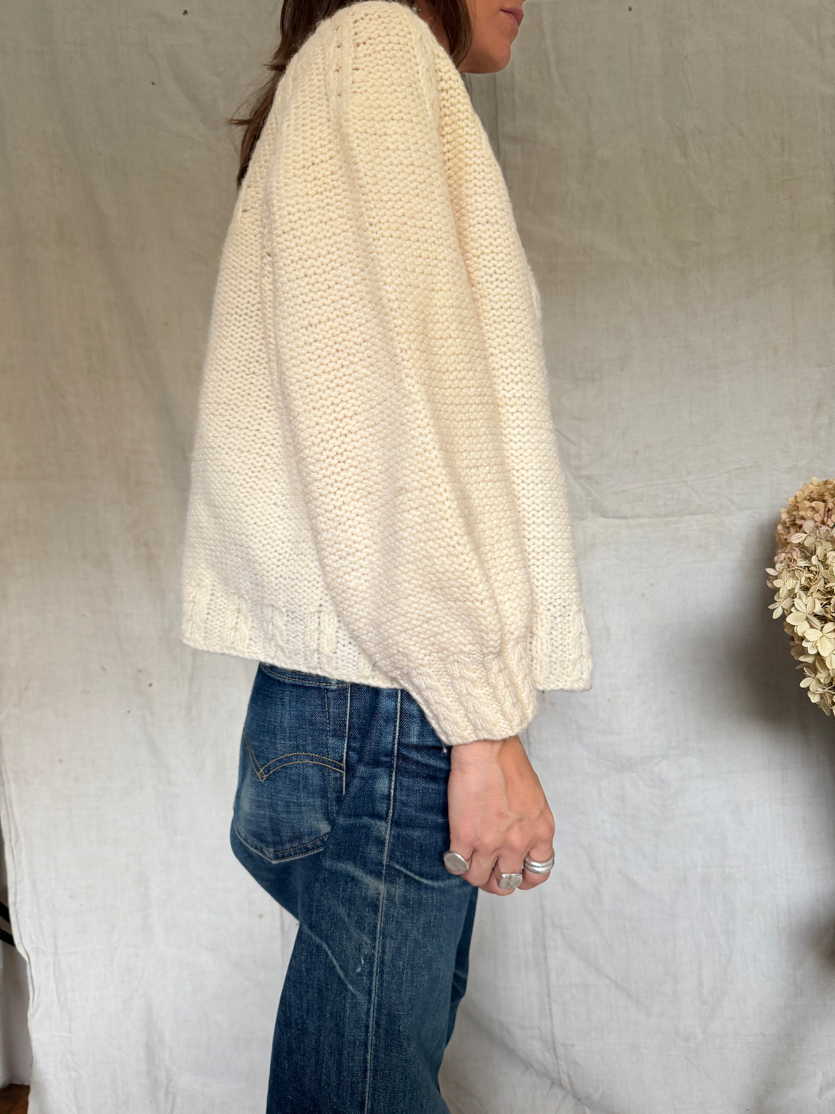 Handmade Cream Knit Cardigan
