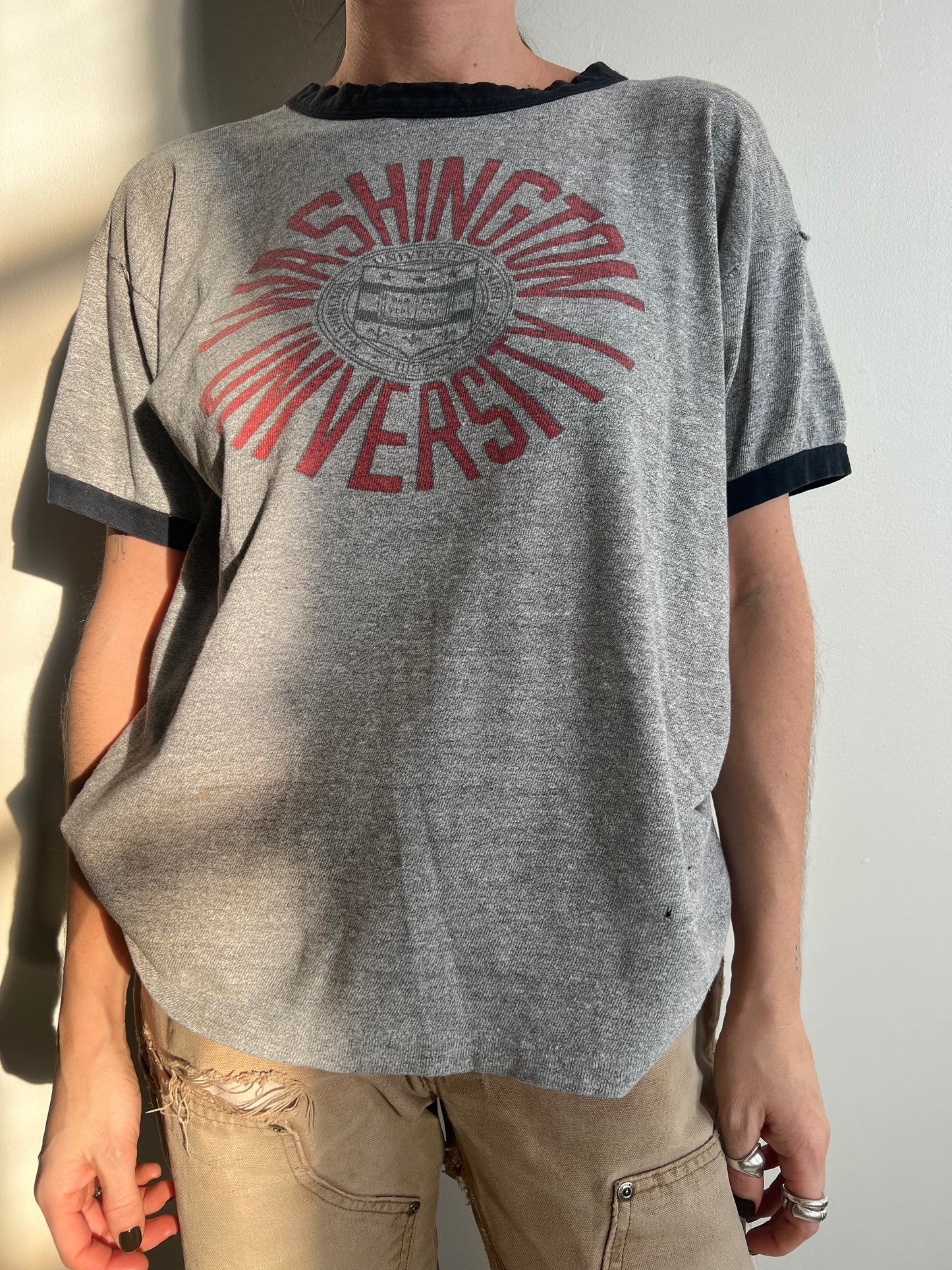 Grey Faded Washington University Tee