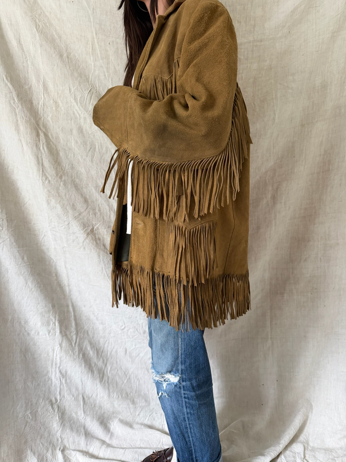 Tan Suede Fringe Jacket