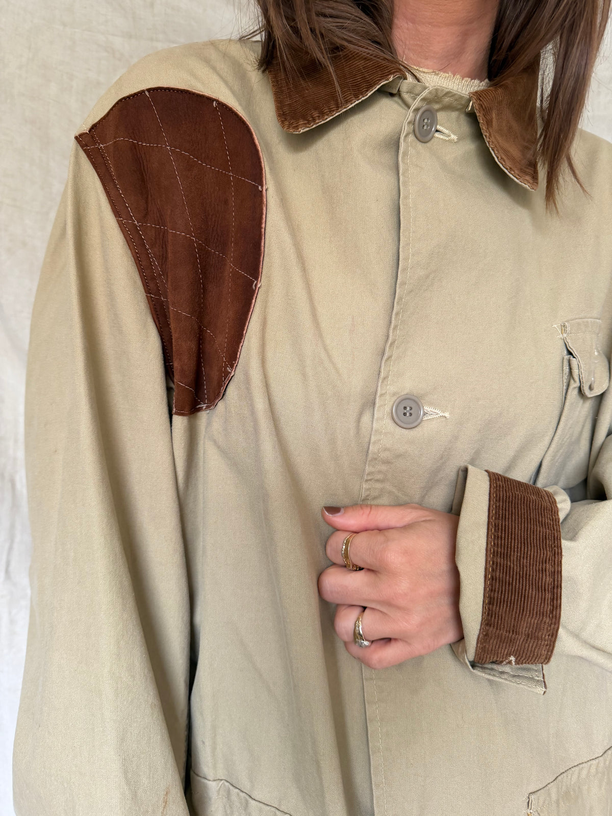 Taupe + Brown Suede Hunting Jacket