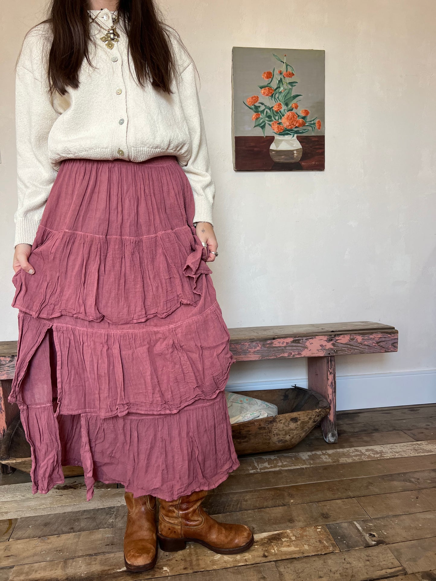 Oaxacan Raspberry Ruffle Skirt